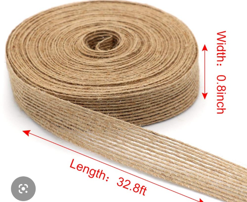 Photo 1 of 2 Rolls 1/4 inch Natural Burlap Fabric with Burlap Ribbon Wrapping Wedding Event Party Home Bows Crafts Decoration