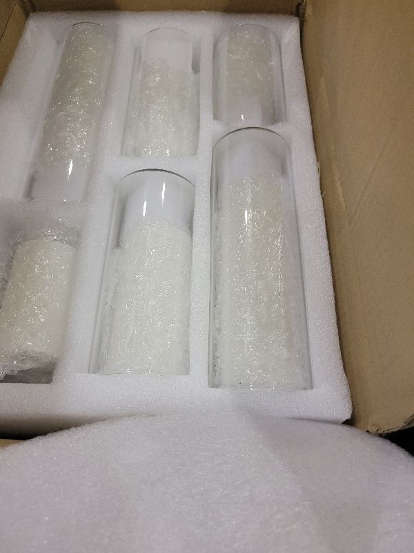 View 2 of 11 PCS Ivory White Pillar Candles with Glass Candle Holders Clear Hurricane Candle Holders Glass Cylinder Vases for Centerpieces Wedding Party, Event, Home Office (6 Candles 5 Candle Holders)