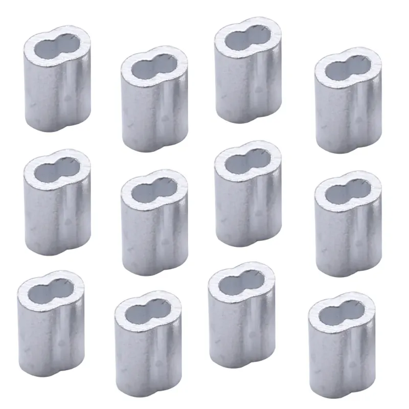 Photo 1 of 200pcs Cable Crimps Wire Ferrules Rope Steel Cable Aluminum Crimping Loop Sleeve Steel Cable Double Ferrule Wire Rope Cable Clamps (Silver)