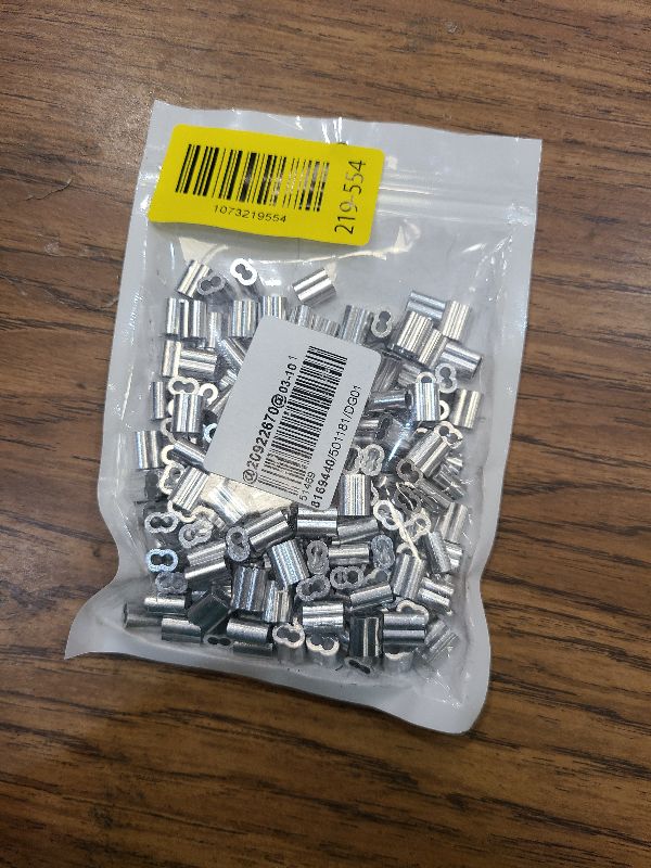 Photo 1 of 200pcs Cable Crimps Wire Ferrules Rope Steel Cable Aluminum Crimping Loop Sleeve Steel Cable Double Ferrule Wire Rope Cable Clamps (Silver)