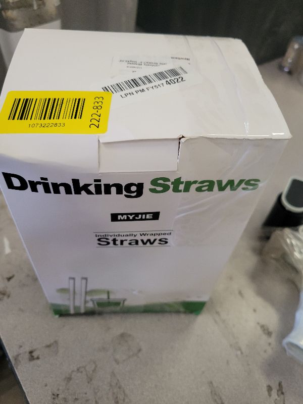 Photo 1 of [400 Pcs] Clear Individually Wrapped Disposable Plastic Straws for 16 oz Cups(7.5" longX0.23" diameter)