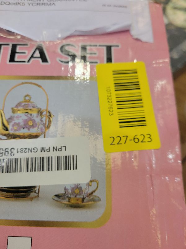 Photo 1 of 20 Pieces European Vintage Ceramic Tea Set with Metal Cup Holder, Adult Tea Set, Women's Afternoon Tea Set (golden rose, Large)