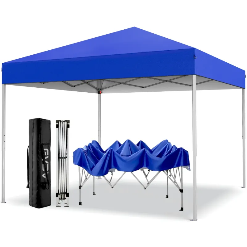 Photo 1 of Canopy Tent, 10x10 ft Easy Pop up Outdoor Canopy Tent, Portable Straight Leg Gazebo Instant Canopy, Blue