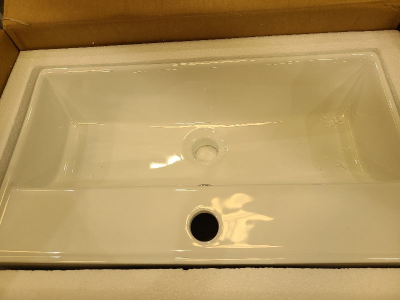 Photo 1 of 22'' x 12.6'' Bathroom Sink Rectangle Vessel Sink Above Counter Ceramic Washbasin White Vanity Art Basin