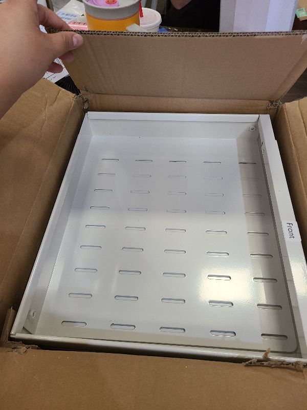 Photo 1 of 2 Pack Pull out Cabinet Organizer, Expandable Width(14"-24"), Depth(13"-24") with 3 Rails, Slide Out Drawers With Raising Pad for Framed Cabinets, with Adhesive Film for Cabinets in Kitchen, White