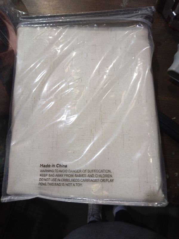 Photo 1 of 100% Blackout Curtains 84 Inch Length 2 Panels Set Neutral Boho Linen Farmhouse for Bedroom Windows Living Room Darkening Thermal Insulated Drapes Natural Cream Ivory 7ft Long Back Tab Pleated Pocket