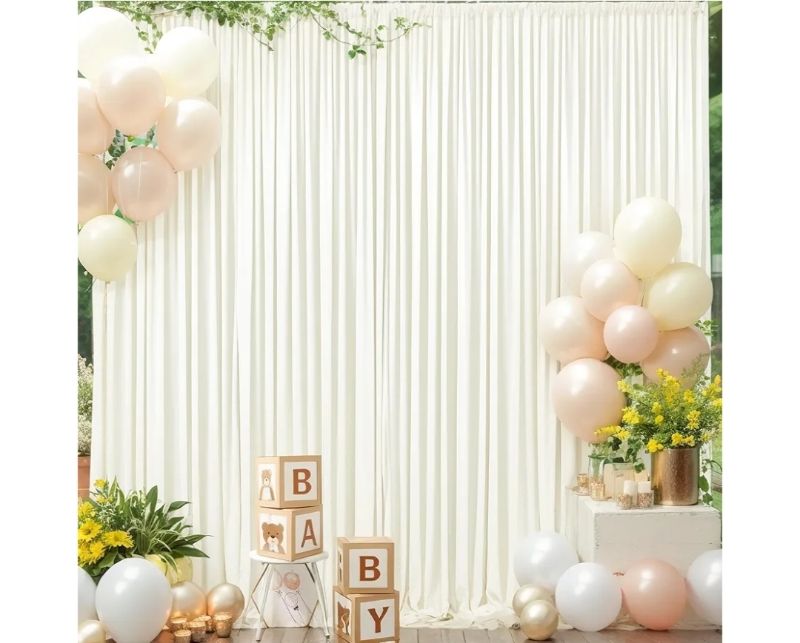 Photo 1 of 10x10ft Wrinkle Free Ivory Backdrop Curtain for Parties Soft Fabric Drapes Wedding Ivory Curtain Backdrop for Birthday Party Decorations Background for Photography 5x10ft,2 Panels