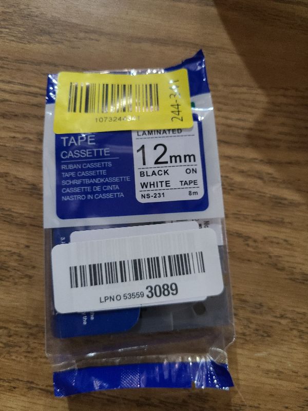 Photo 1 of 1-Pack 12mm 0.47" Laminated White Label Maker Tape Refill – Replacement for Brother P Touch Label Maker Tape TZe231 TZe-231 TZe, Compatible with Brother P-Touch Label Maker PT-D200 PT-2040 PT-1000