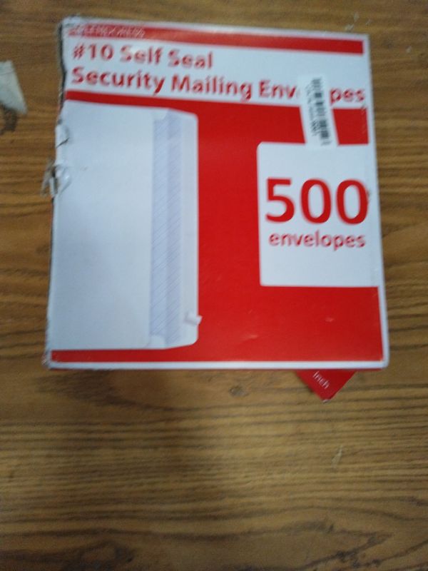 Photo 1 of #10 Envelopes Letter Size Self Seal | 500 Business Mailing Security Peel and Sealing Envelope | 100% Tinted | no 10 White Windowless Legal Regular Plain Envelops Pack | 4-1/8 x 9-1/2 Inches | 24 LB