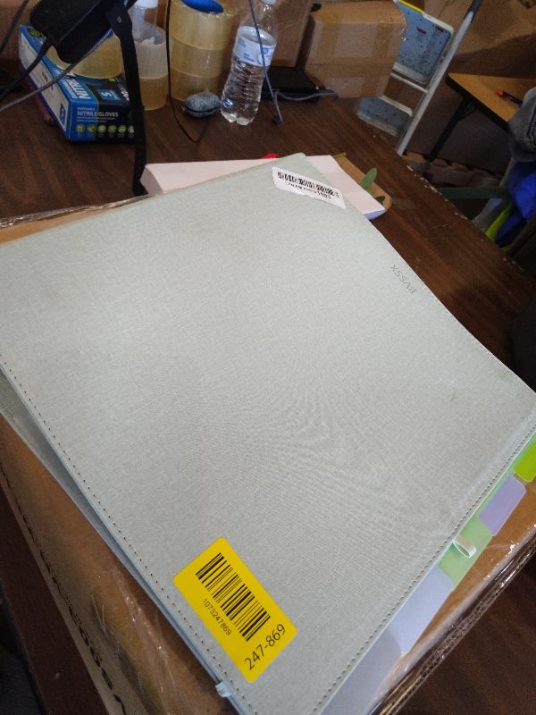 Photo 1 of 2 Inch 3 Ring Linen Binder Organizer, BVSSX Three Ring Binders with Clipboard, Plastic Folder, 5-Tabs Pocket Dividers with Sticker Labels, Pen Loop, Elastic Strap (Sauge, Letter Size)