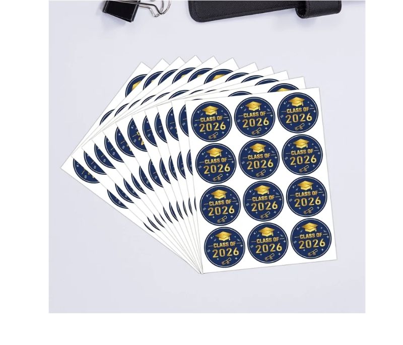 Photo 1 of 2026 Graduation Stickers, 120 Pcs Large 2 Inch Gold Foil Envelope Sticker Seals, Class of 2026 Decorations for Graduation Invitations and Party Favors (Blue)