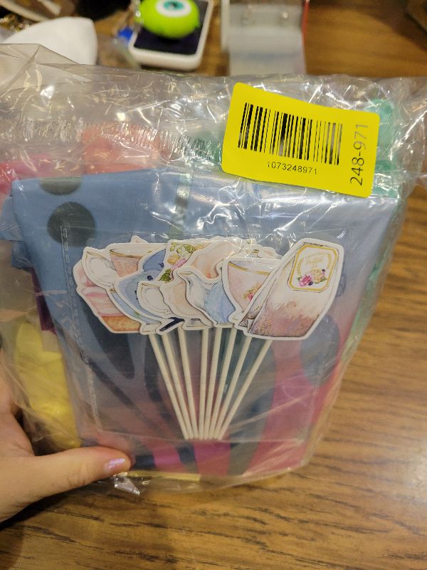 Photo 1 of 126pcs Tea Party Decorations Kit, Let's Partea Birthday Party Decorations, Floral Par Tea Supplies Backdrop Tablecloth Balloon Garland Arch Kit Cake Cupcke Topper Cutout for Tea Birthday Party Girl