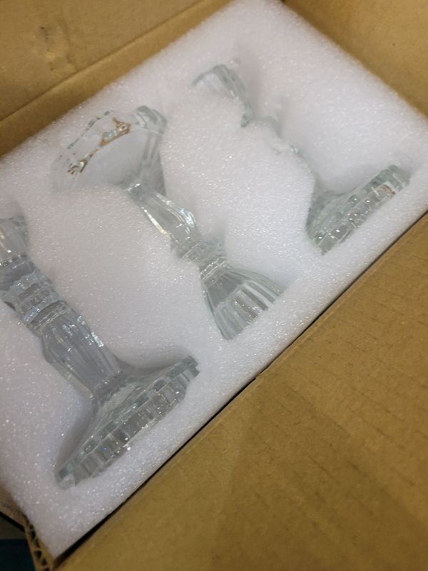 View 2 of 4.33" Tall Glass Candlestick Set of 6 Clear Crystal Candle Holders for Glass Taper Holder Decor for Wedding Birthday Party Christmas