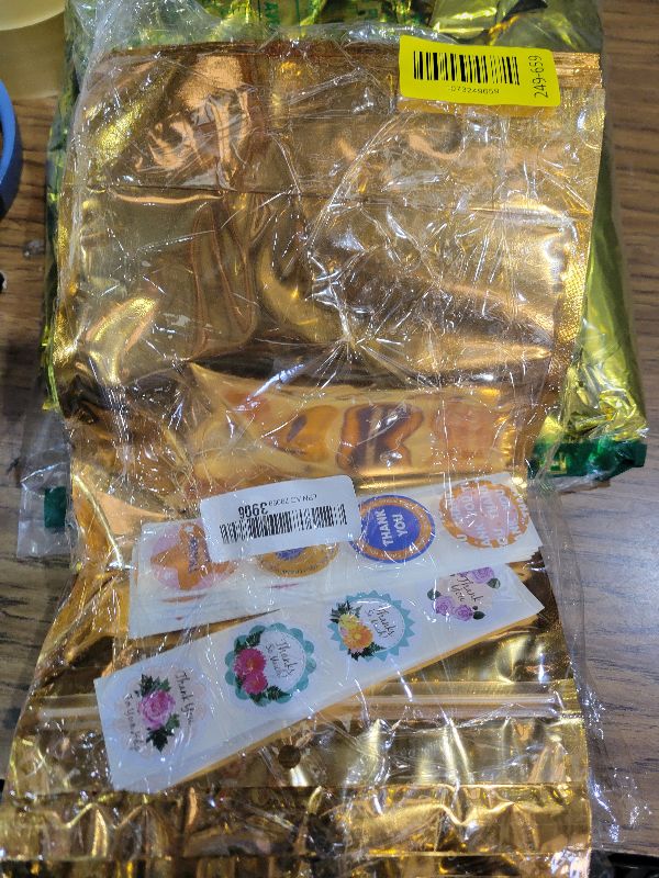 Photo 1 of 100 Pack Smell Proof Bags with Clear Front Window, 8x12+4 inch Resealable Stand Up Food Storage Bags Packaging Foil Mylar Pouches for Small Business, Foods, Party Favors (Gold)