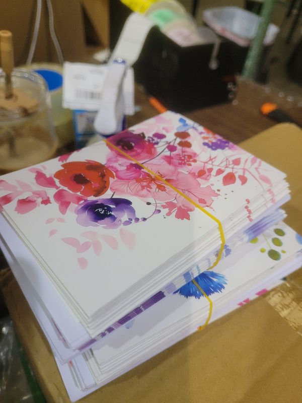 Photo 1 of 100 Pack Blank Cards and Envelopes, 3.5 x 5 Inch Watercolor Flowers Blank Greeting Cards, Note Cards Blank Inside, Blank Cards for All Occasions Bulk