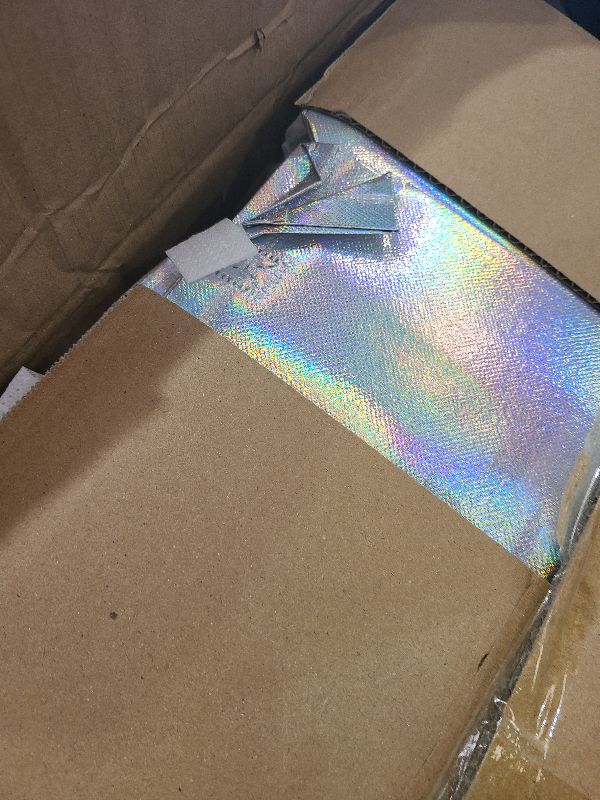 Photo 1 of 100 Pcs Iridescent Glossy Gift Bags Medium Size, 8x4x10 In Holographic Reusable Gift Bags with Handles & Sturdy Base, Ideal for Birthday, Wedding, Bachelorette, Party Favors, Holiday Goodie Bag