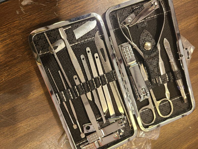 Photo 1 of 19 in 1 Manicure Set & Nail Clippers Kit, Professional Stainless Steel Grooming Kit for Women & Men, Complete Nail Care Tools with Travel Case, Ideal for Toenail, Pedicure, Home Use or Travel, Black