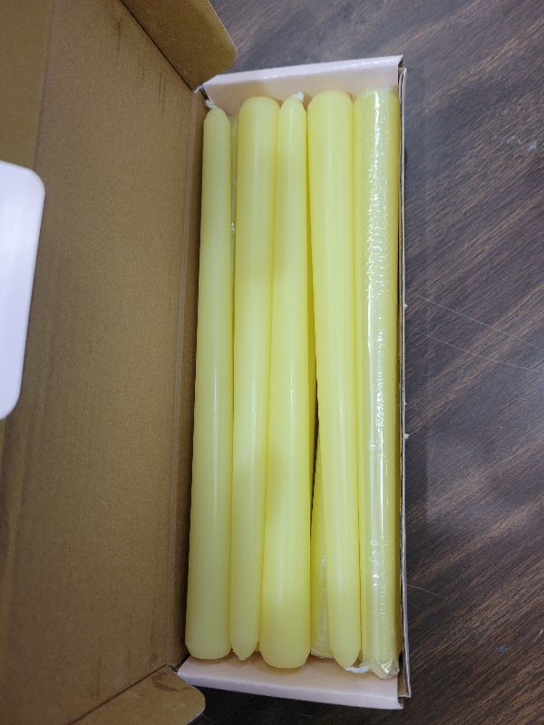 Photo 1 of 10 Inch Yellow Taper Candles for Summer Parties, 10 Packs Unscented Candlesticks for Dinner Birthday Seasonal Celebration and Home Decoration