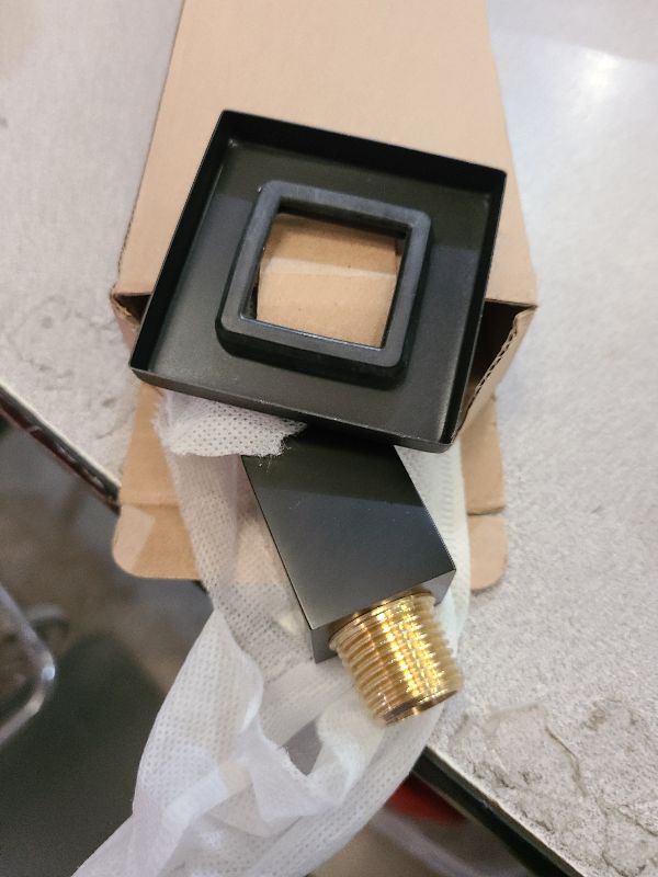 Photo 1 of 16 Inch S Shape Matte Black Shower Head Arm, Square Wall Mounted Shower Arm and Flange Included