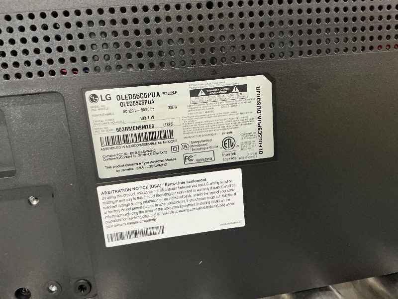 Photo 1 of **CORNER HAS SOME DAMAGE** LG 55-Inch Class OLED evo AI 4K C5 Series Smart TV w/Dolby Atmos, Dolby Vision, HDR10, AI Super Upscaling 4K, Filmmaker Mode, Wow Orchestra, Alexa Built-in (OLED55C5PUA, 2025)