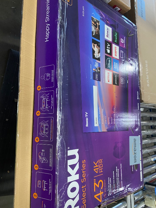 Photo 1 of ***BROKEN NOT FUNCTIONAL ***Roku Smart TV – 43-Inch Select Series, 4K HDR TV – Roku TV with Roku Remote – Flat Screen LED Television with Wi-Fi for Streaming Live Local News, Sports, Family Entertainment