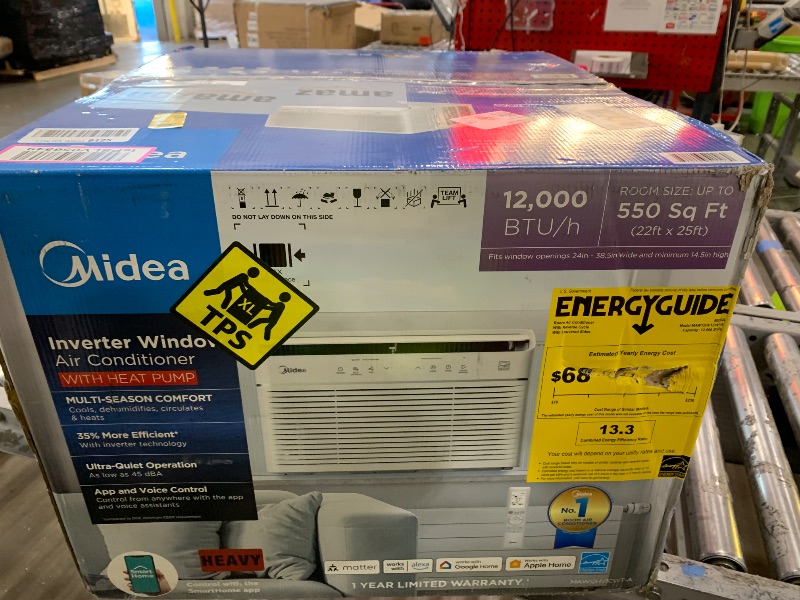 Photo 1 of **PARTS ONLY** Midea Inverter Window Air Conditioner with Heat – Quiet Window AC Unit and Heat Combo with Dehumidifier – Cools up to 550 Sq. Ft. – Energy Star Rated, Smart Control, Remote, 12,000 BTU