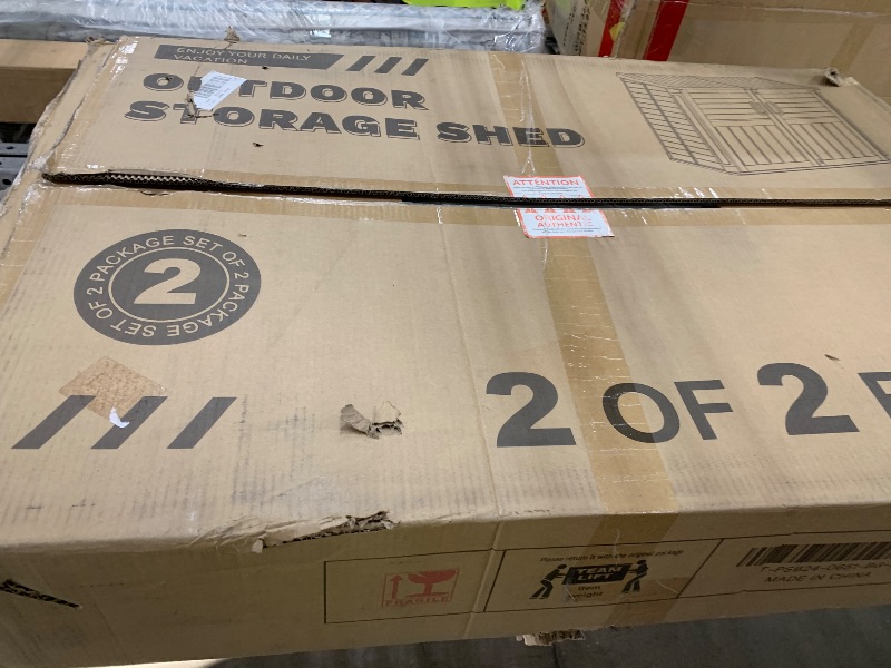 Photo 1 of **BOX 2 OF 2, MISSING BOX 1** Devoko Outdoor Storage Shed, Resin, 34 Cu Ft Outdoor Storage Cabinet Without Shelf, Waterproof, Double Locks, Storage for Trash Can, Garden Tools, Pool Supplies, Beige