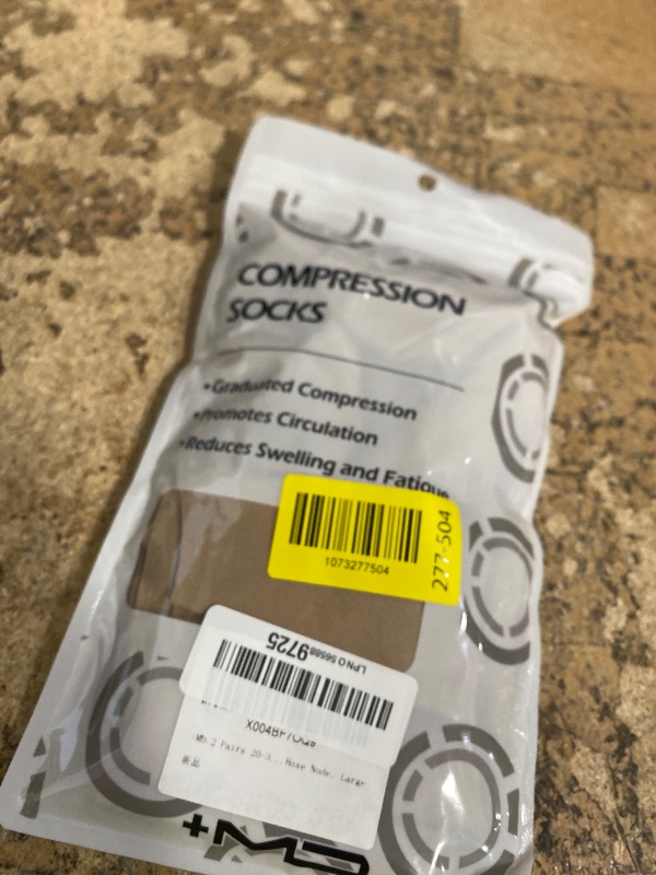 View 2 of +MD 2 Pairs 20-30 mmHg Compression Socks for Women & Men, Knee High Open Toe Stockings, Graduated Support & Comfort Hose Nude, Large