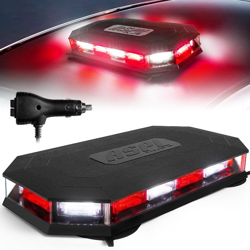 Photo 1 of -****SEE NOTES***ASPL 16.5 Inch Roof Top Beacon Emergency Strobe Light - 56 LED Magnetic Warning Caution Bar for Traffic Hazard Plow - Trucks Vehicles Construction Snowplow (Red/White)
