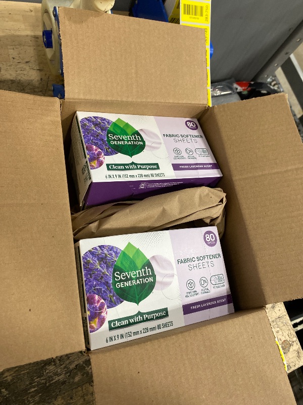Photo 1 of $PACK Seventh Generation Fabric Softener Sheets, Fresh Lavender scent, 80 count (Packaging May Vary)