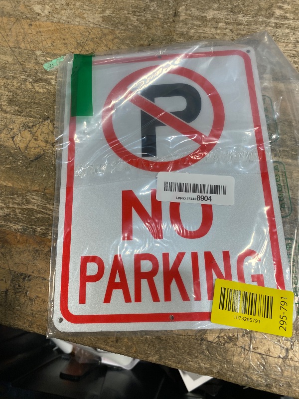 Photo 1 of (2 Pack) No Parking Sign with Symbol Sign, 10 x 7 Inches Reflective .40 Rust Free Aluminum, UV Protected, Weather Resistant, Waterproof, Durable Ink, Easy to Mount