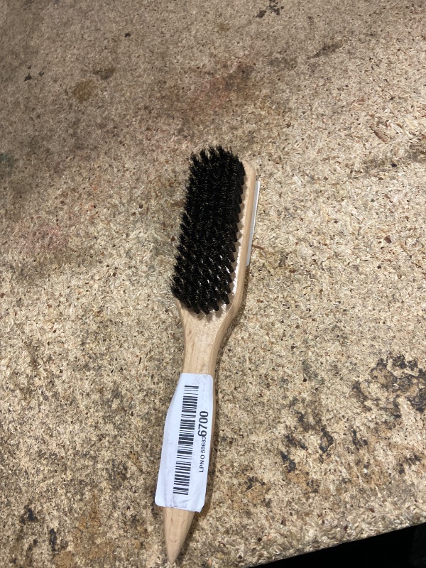 View 2 of 100% Boar Bristle Slick Back Hair Brush | Natural Peach Wood Handle | Restores Shine, Controls Frizz, Smooths Flyaways | Teasing Adds Volume Styling Tool | For Sleek Ponytails, Buns & Beard Grooming