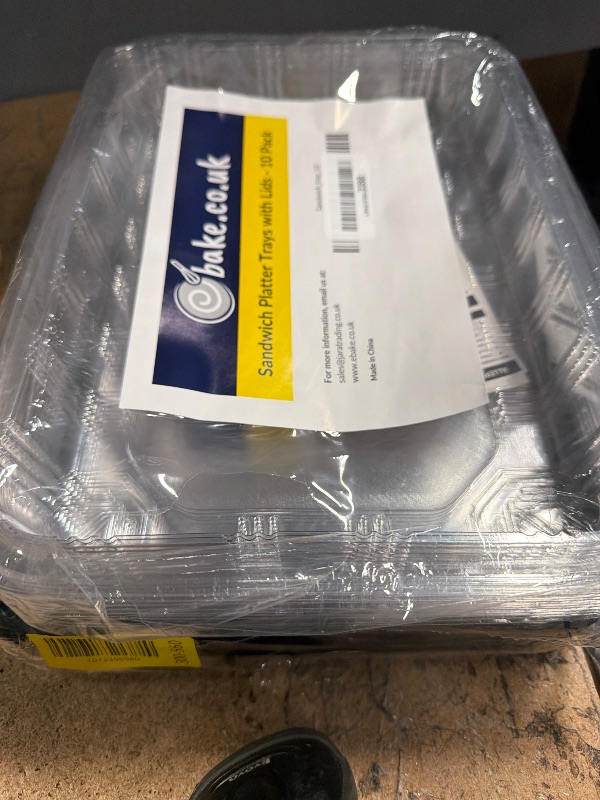 Photo 1 of 10 Pack Catering Trays with Lids – 13" Serving Tray with Lid, Heavy Duty Recyclable Plastic Party Platters for Catering, Buffet, Picnics & Events – Food Trays with Clear Lid (13.39 × 9.84 × 2.95 inch)