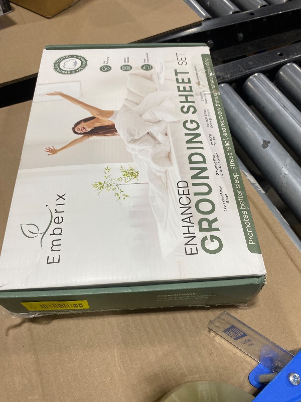 Photo 1 of Emberix Grounding Sheets Queen Size, 12% Pure Silver Fiber Earthing Bed Sheet, 88% Cotton Soft & Breathable, Grounded Sheets Deep Pocket 15" with Eye Masks & Ear Plugs for Rest & Wellness (Gray)