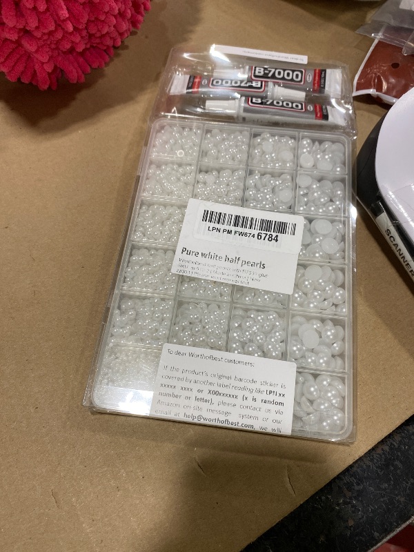 Photo 1 of 10000Pcs White Flatback Pearls with Glue Kit for Bedazzling Crafts Crafting Shoes Nail Art Decoration, Mixed Sizes 2mm 3mm 4mm 5mm 6mm 8mm 10mm White Half Round Flat Back Pearls Beads Set