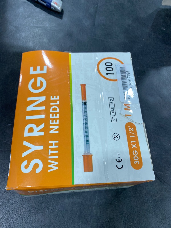 Photo 1 of 100 Pack 1ml Syringes with Needle-30Ga 5/16 Inch, Individually Sealed Packaging