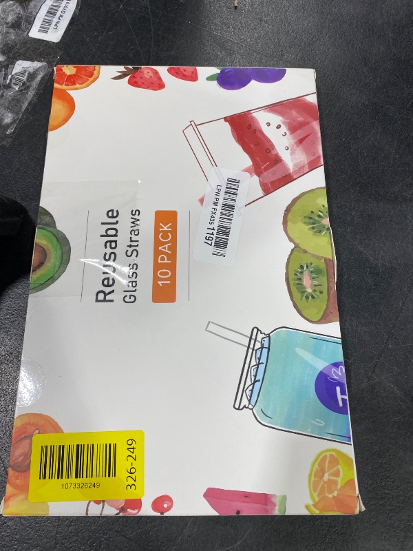 Photo 1 of 10 Pcs Reusable Bent Short Glass Straws,6''x8 mm Colorful Glass Straws Shatter Resistant with 2 Cleaner Brush for Short Tumblers,Whiskey&Cocktail Glasses Cups,Coffee Mugs