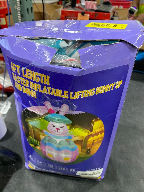 Photo 1 of [ Pop Up and Down ] 6FT Tall Easter Inflatables Bunny Popping Out of Egg Outdoor Decoration, Blow Up Bunny Inflatables Built-in 4 LEDs for Easter Outdoor Indoor Yard Garden Lawn Decor