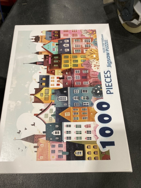 View 2 of 1000 Pieces Jigsaw Puzzles for Adults, Colorful Townhouses Modern Nordic Village House, Challenging Puzzle for Family Game Night, 19.7x27.6 inches Finished Size (Village)