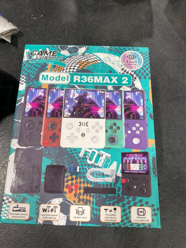 Photo 1 of Newest R36MAX ? 4.5 Inch Retro Handheld Game Console,1024x768 IPS HD Screen,128G Built-in 22000+ Classic Game,Portable Open Source Linux System,4000mAh Battery with Arcade Joysticks*2 (Red)