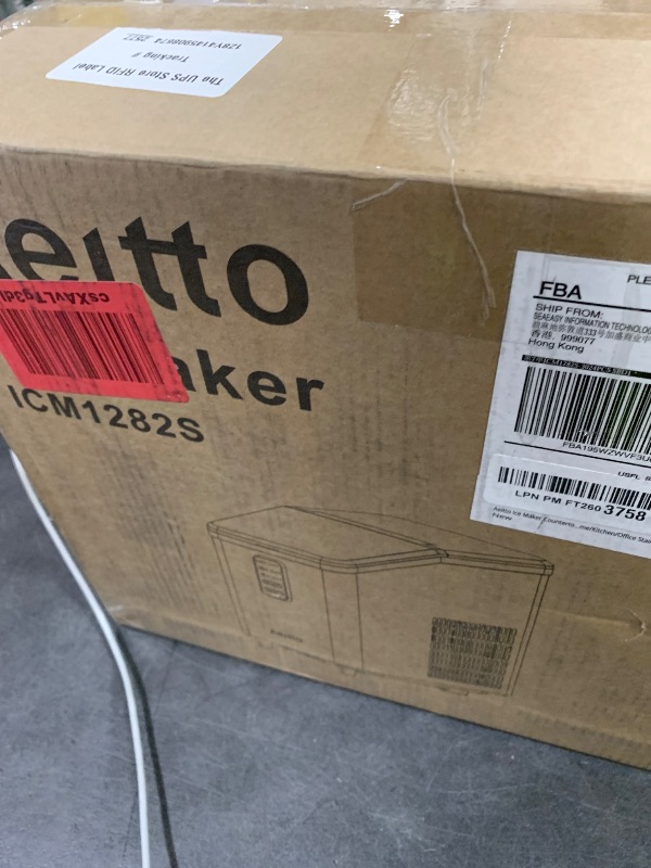 Photo 1 of Aeitto Ice Maker Countertop 26lbs/24H, Ice Machine 8 Ice Cubes Ready in 6 Mins, 2 Sizes of Bullet Ice Portable Ice Makers with Basket & Scoop, Auto Self-Cleaning for Home/Kitchen/Office Stainless