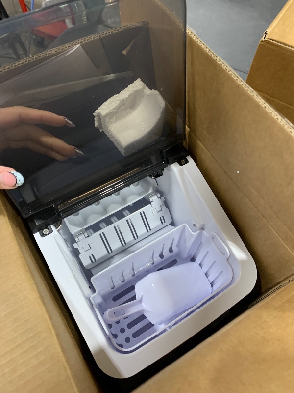 Photo 1 of Aeitto Ice Maker Countertop 26lbs/24H, Ice Machine 8 Ice Cubes Ready in 6 Mins, 2 Sizes of Bullet Ice Portable Ice Makers with Basket & Scoop, Auto Self-Cleaning for Home/Kitchen/Office Stainless