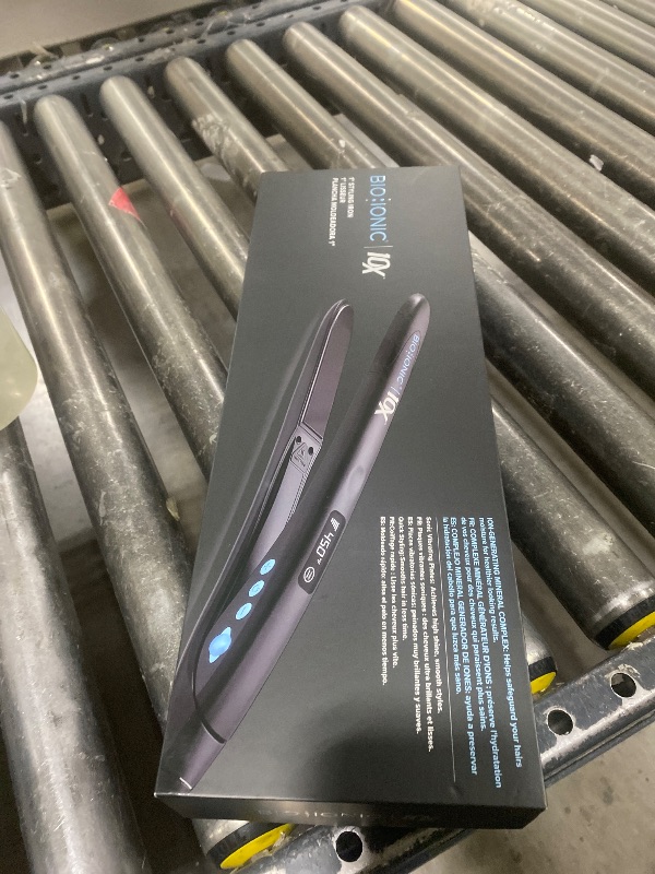 Photo 1 of Bio Ionic 10X Styling Iron, Hair Straightener with 1" Sonic Vibrating Plates, Flat Iron with Ion Generating Mineral Complex, Versatile Styler for Wavy & Straight Hairstyles, Black