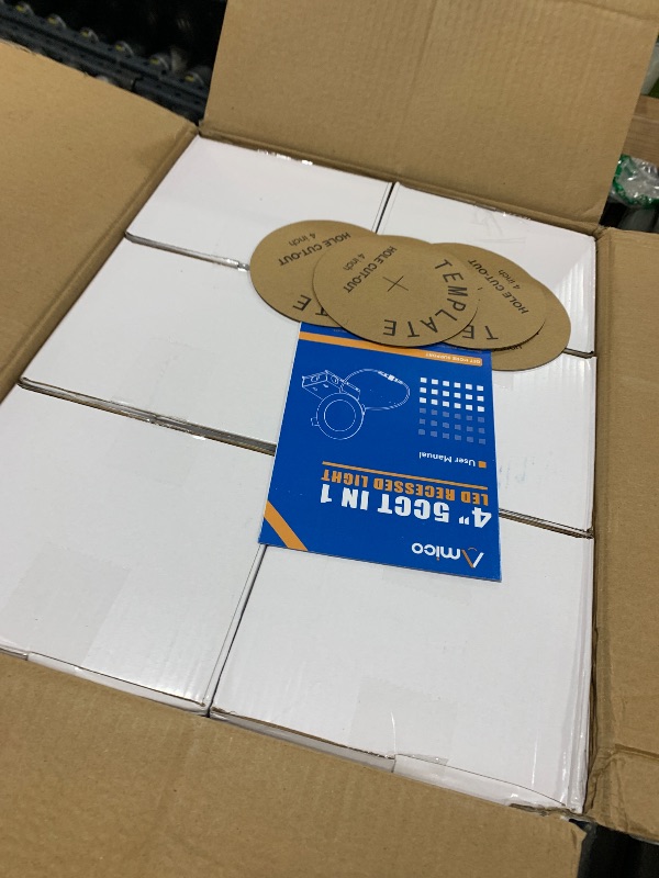 Photo 1 of Amico 36 Pack 4 Inch 5CCT Ultra-Thin LED Recessed Light with Junction Box, 2700K/3000K/3500K/4000K/5000K Selectable, 10W Eqv 60W, Dimmable Can-Killer Downlight, 700LM High Brightness Downlight-ETL&FCC