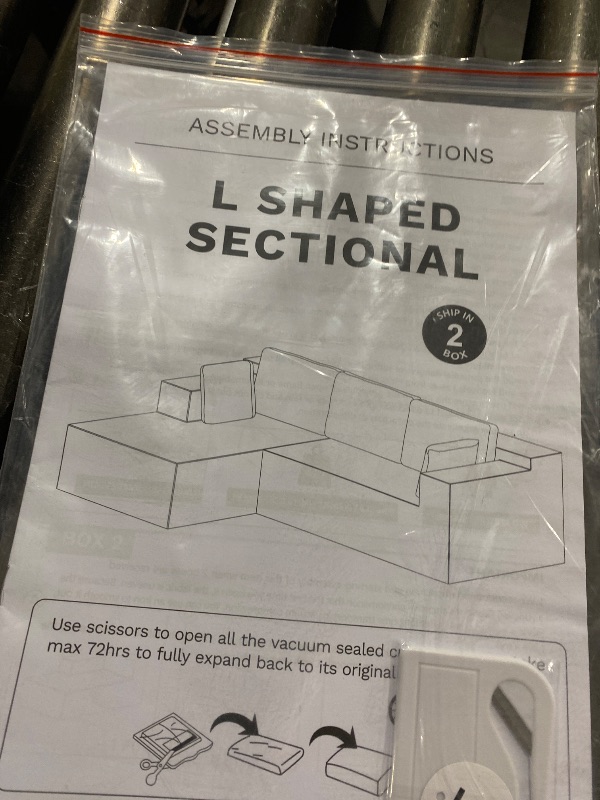 Photo 1 of Modern Minimalist 108 in. Square Arm 2-piece Polyester Modular Sectional Sofa in. White?Corduroy?