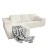 Photo 1 of Modern Minimalist 108 in. Square Arm 2-piece Polyester Modular Sectional Sofa in. White?Corduroy?