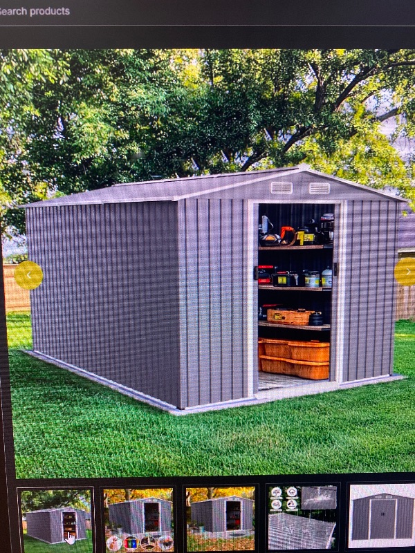 Photo 1 of Outdoor Storage Shed 8 X 12 Ft Large Metal Tool Sheds, Heavy Duty Storage House With Sliding Doors With Air Vent For Backyard Patio Lawn To Store Bikes, Tools, Lawnmowers Grey Grey Rectangular No