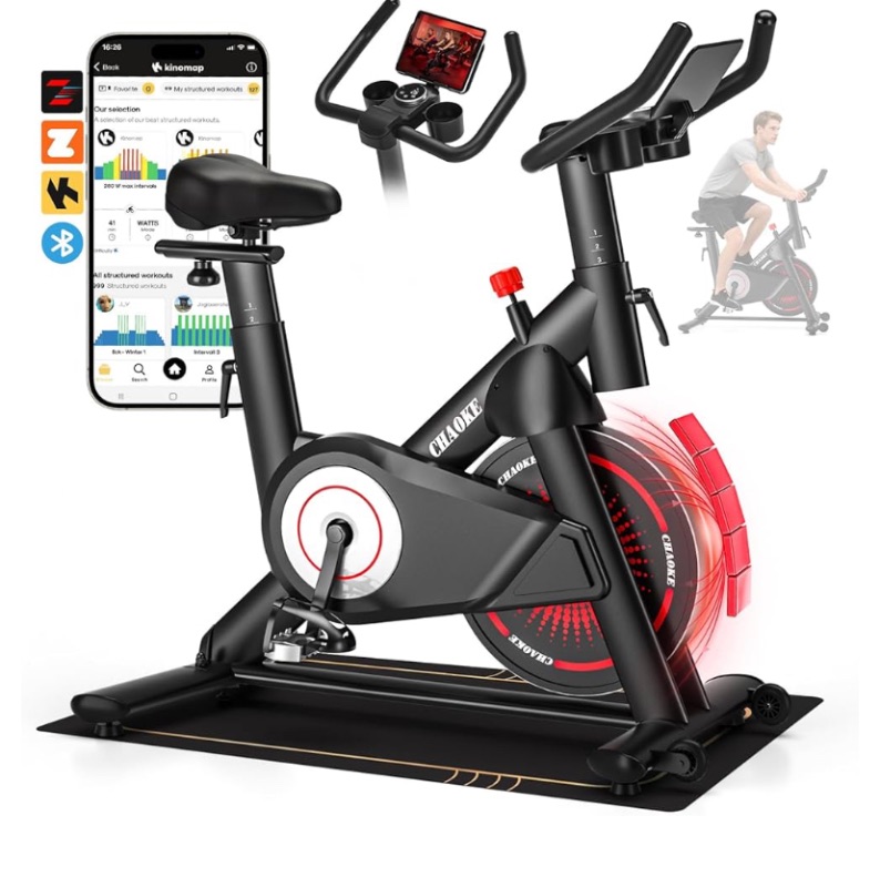 Photo 1 of Exercise Bike, CHAOKE Quiet Adjustable Magnetic Resistance Stationary Bike for Home Cardio with App Compatible, 350LB Weight Capacity Indoor Cycling Bike with Comfortable Seat & Digital Display