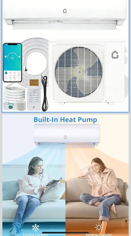 Photo 1 of Garvee 11500 BTU Mini Split AC/Heating System, 115V WIFI Enabled Energy Efficient Mini Split Unit,Wall-Mounted Split Air Conditioner,Cools Up to 750 Sq.Ft, Heat Pump & Installation Kits