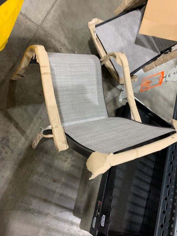 Photo 1 of Hanover Foxhill Stackable Gunmetal Aluminum Frame Stationary Dining Chair with Gray Sling Seat
